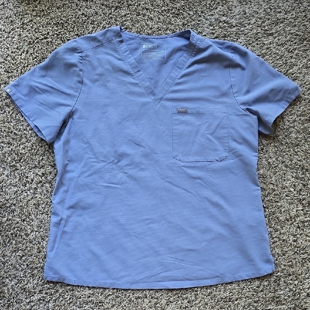 Figs Blue V-Neck Scrub Top
